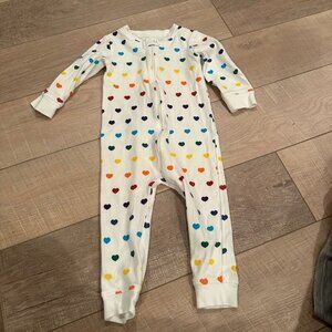 OWLIVIA BABY GIRLS FOOTLESS ONE PIECE 18-24 MONTHS RAINBOW HEARTS